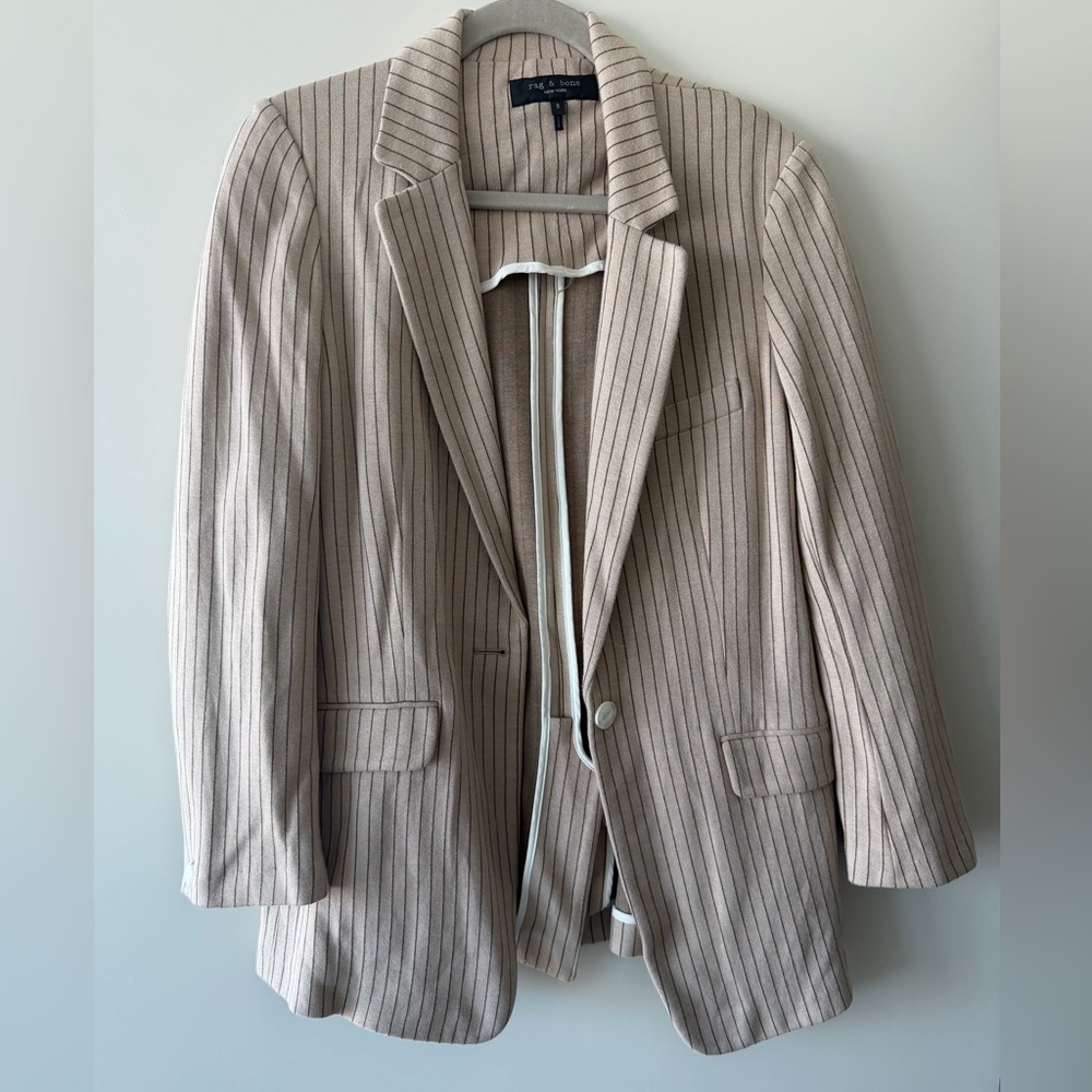 Rag & Bone Taupe Pinstripe Blazer